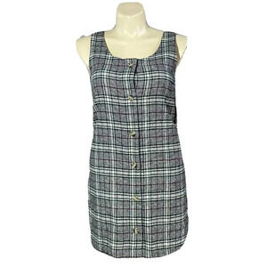 Copper Key Blouse Dress Gray Green Red Plaid Button Down